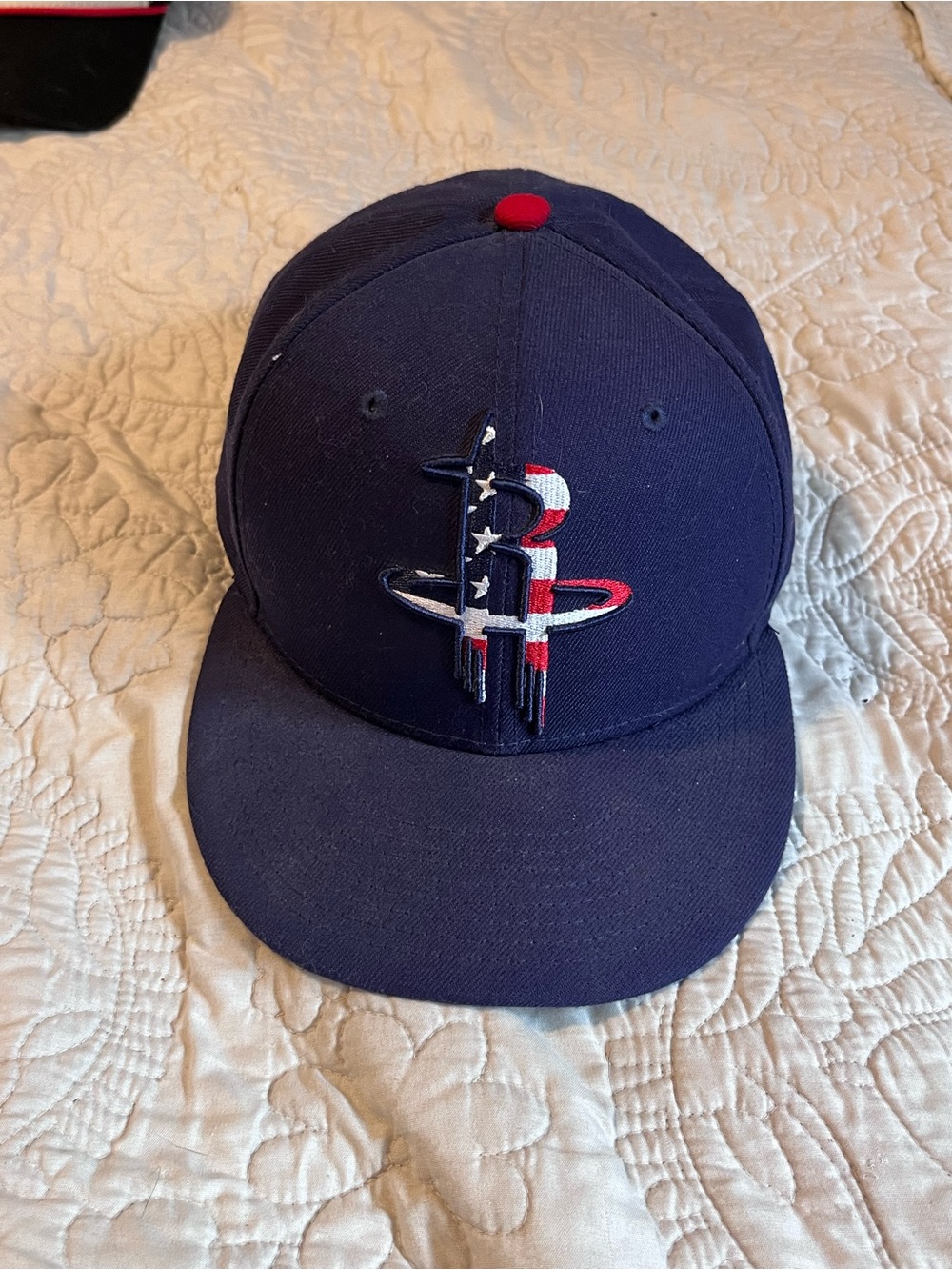 NBA Houston Rockets Navy Blue Red Accent Patriotic Logo Hat